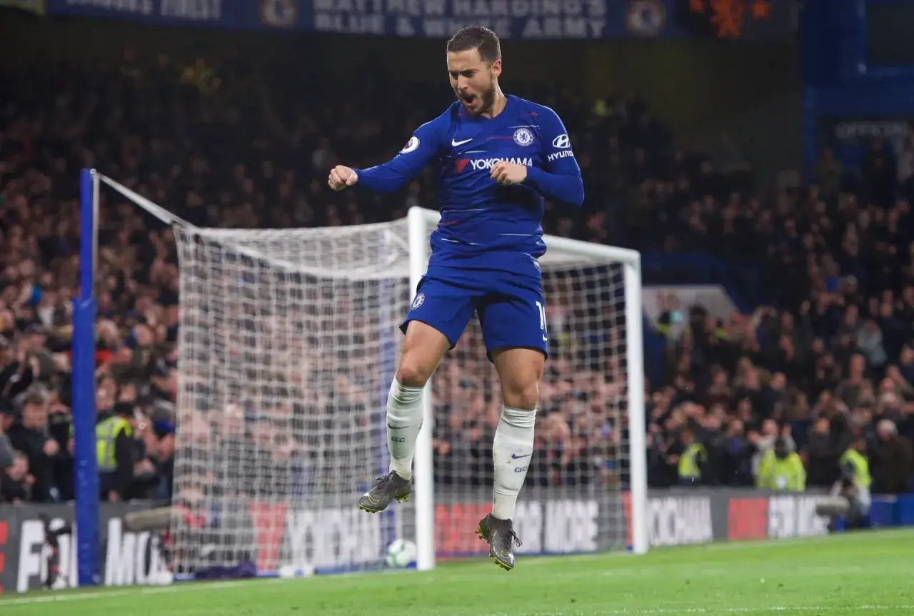 Eden Hazard, belgijski piłkarz Chelsea, świętuje bramkę.